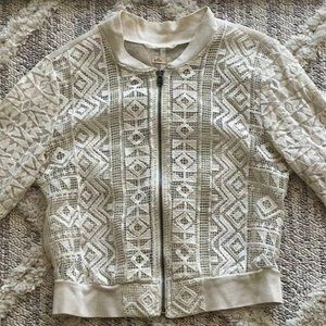 Hollister White Lace Bomber Jacket